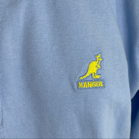 Kangol long sleeve crop polo in baby blue relaxed fit - Picture 3 of 10